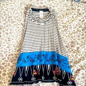 We The Free-Striped Sleeveless Top with Blue and Black Pattern